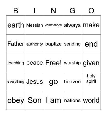 Great Commission Bingo Card
