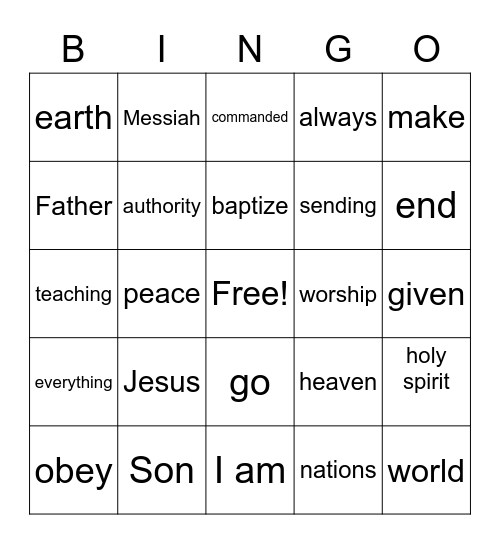 Great Commission Bingo Card