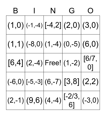 Algebra EOC Bingo Card