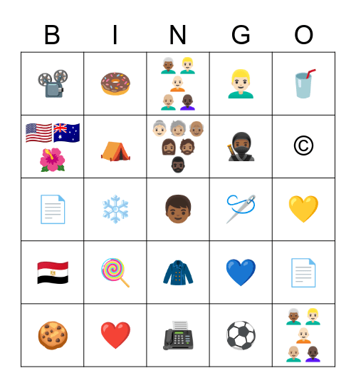 Objects Bingo Card