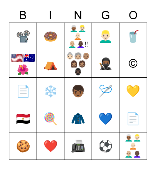 Objects Bingo Card