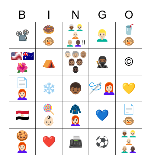 Objects Bingo Card