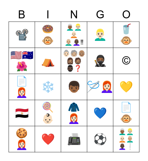 Objects Bingo Card