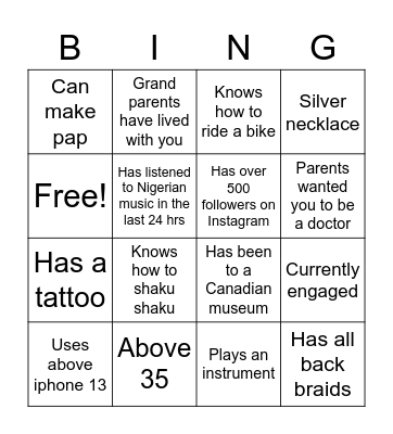 Untitled Bingo Card