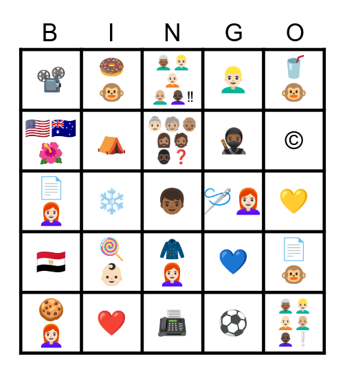 Objects Bingo Card