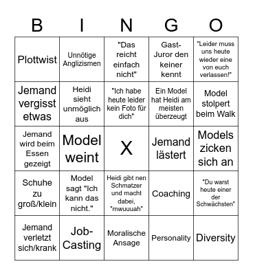 GNTM Bullshit 2023 Bingo Card