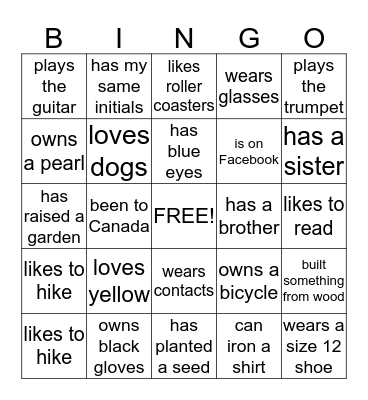 Someone Who.............. Bingo Card