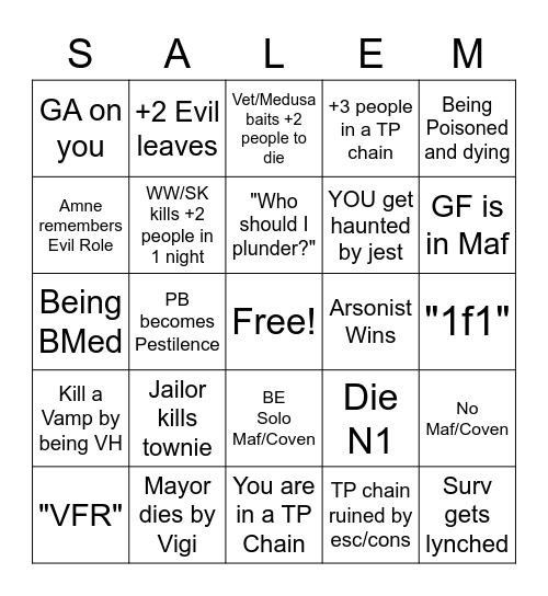 ToS bingo Card