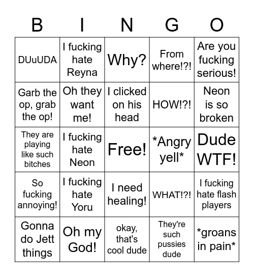Log's Bingo Card Bingo Card