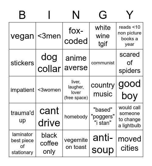 Nicky Bingy Bingo Card