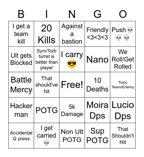 Ow2 Bingoooooooo!!! Bingo Card