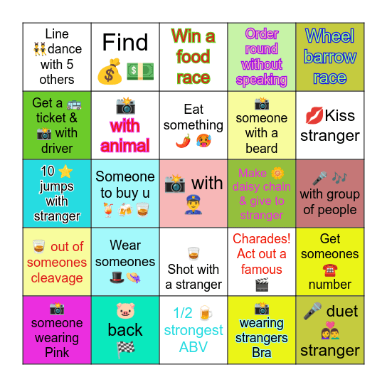 Pub Bingo Card