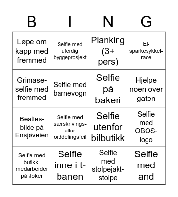 Ensjøbingo Card