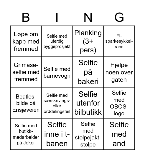 Ensjøbingo Card