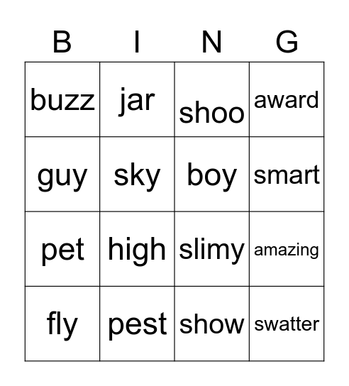 Hi, Fly Guy! Bingo Card