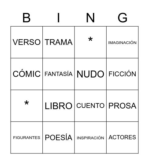 BINGO DÍA DEL LIBRO Bingo Card