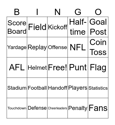 Souper Bowl Football Bingo Card