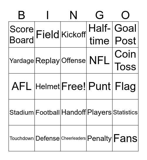 Souper Bowl Football Bingo Card