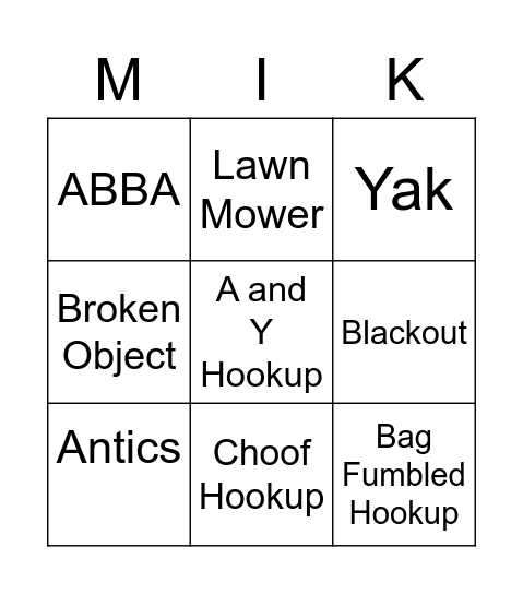 Micaela Bingo Card