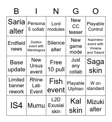 4th anni Bingo Card