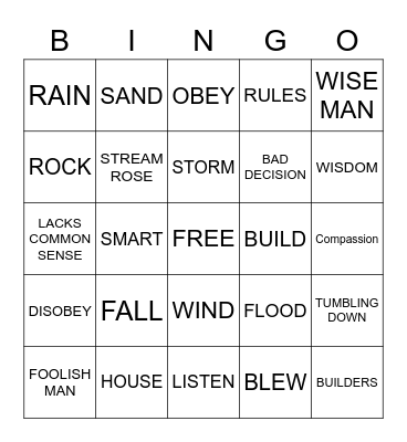 Wise Man Foolish Man Bingo Card