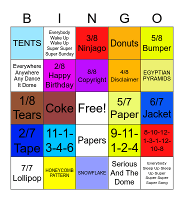 Objects Bingo Card