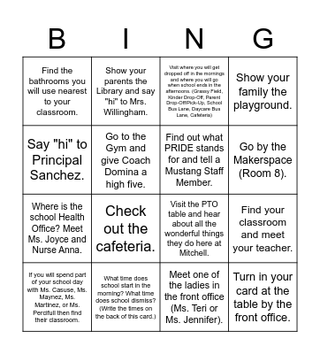 Scavenger Hunt Bingo Card