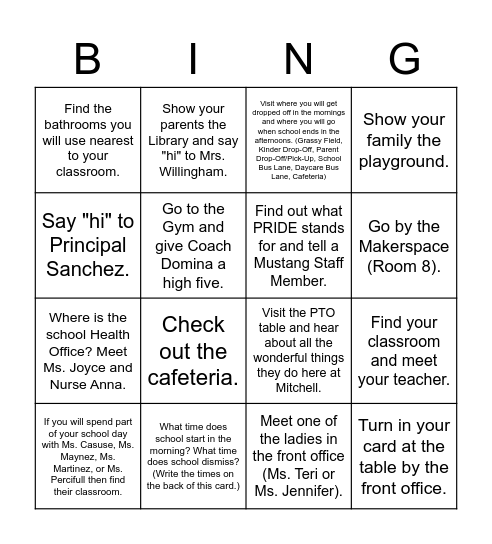 Scavenger Hunt Bingo Card