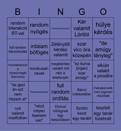 Szabi bingo Card