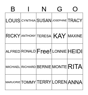 NICHOLS FAMILY REUNION Bingo Card