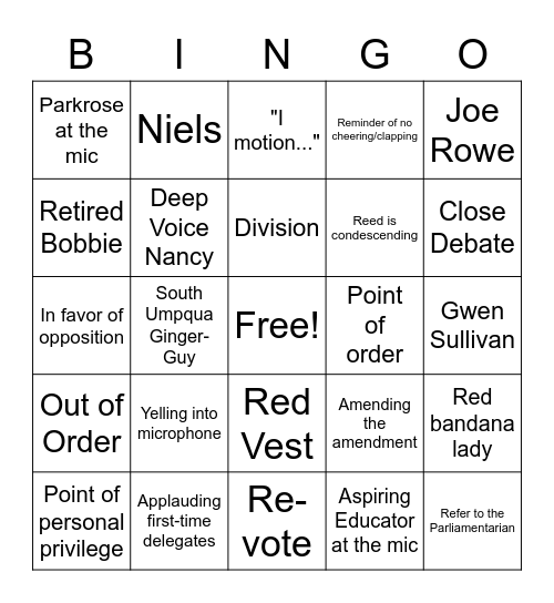 OEA-RA 2023 Bingo Card