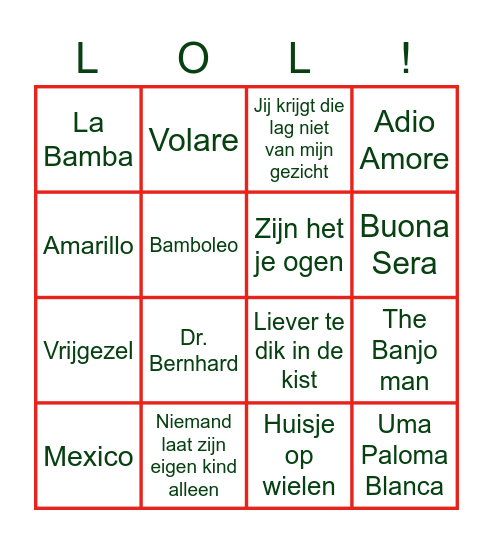 Mexico Muziek Bingo Card