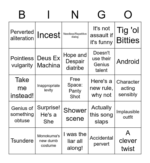 Danganronpa Bingo Card