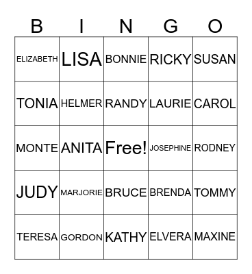 NICHOLS FAMILY REUNION Bingo Card