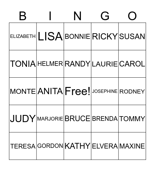 NICHOLS FAMILY REUNION Bingo Card