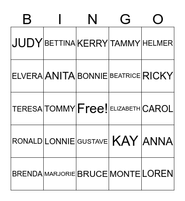 NICHOLS FAMILY REUNION Bingo Card