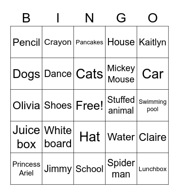 Cousin bingo Card