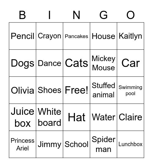 Cousin bingo Card