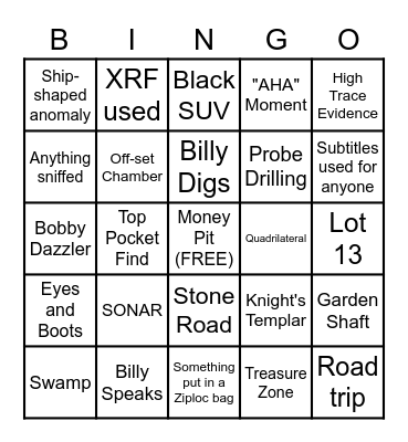 Curse of Oak Island Bingo Card