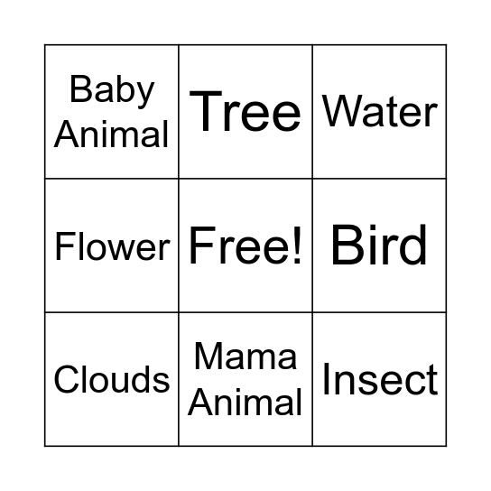 Earth Day Bingo Card