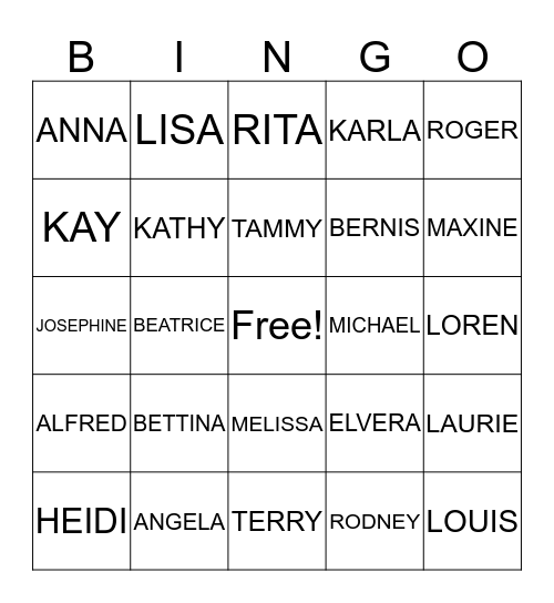 NICHOLS FAMILY REUNION Bingo Card