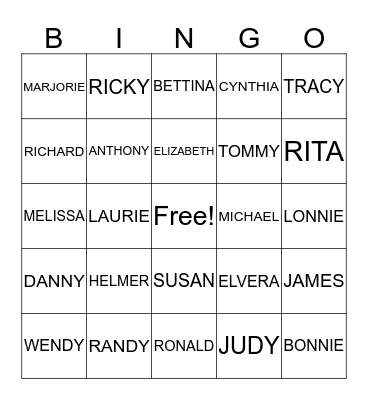 NICHOLS FAMILY REUNION Bingo Card