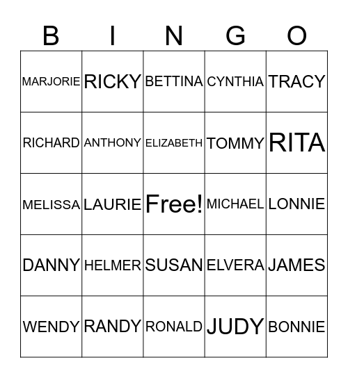 NICHOLS FAMILY REUNION Bingo Card