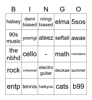 horizon's bingo Card