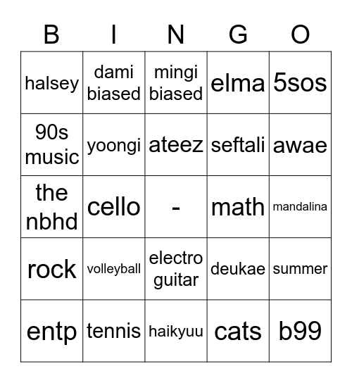 horizon's bingo Card