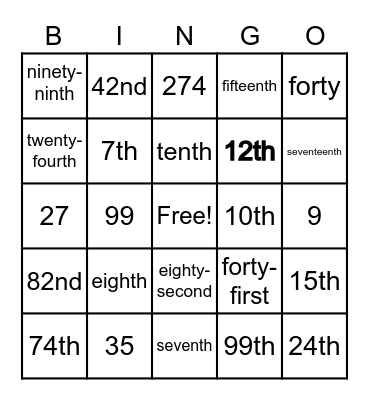 Numbers Bingo Clases de Ingles Bingo Card