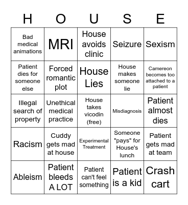 House M.D. Bingo Card