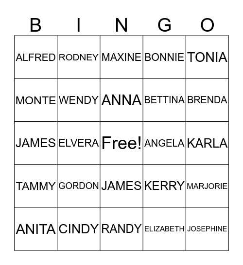 NICHOLS FAMILY REUNION Bingo Card