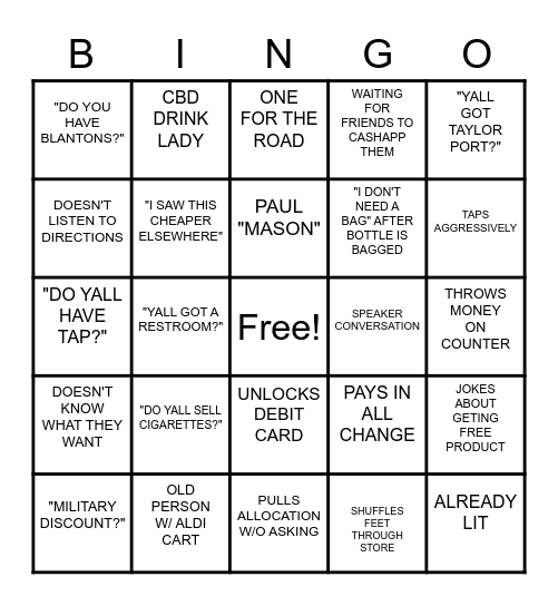 LIQUOR BARN BINGO Card