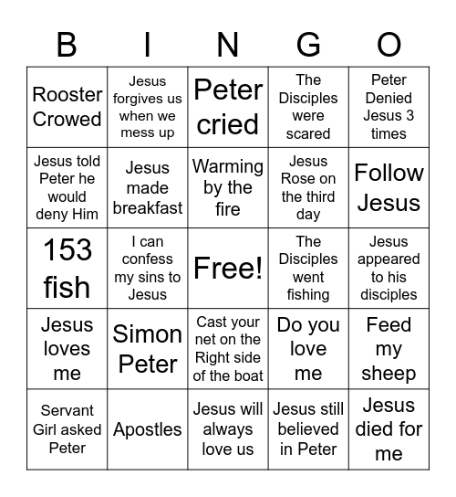 Jesus Restored Peter Bingo Card